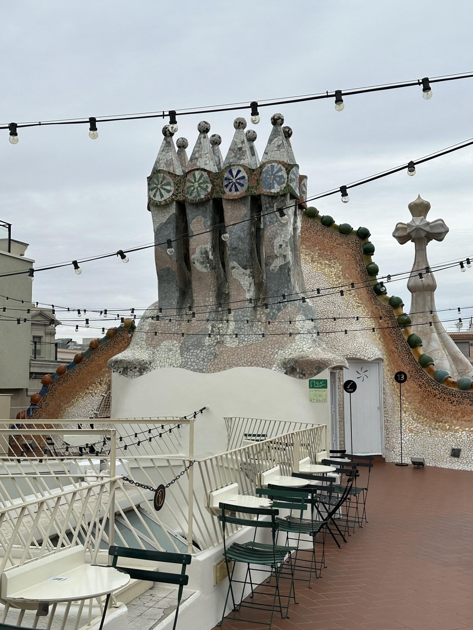 Chimneys decorated with colored ceramic