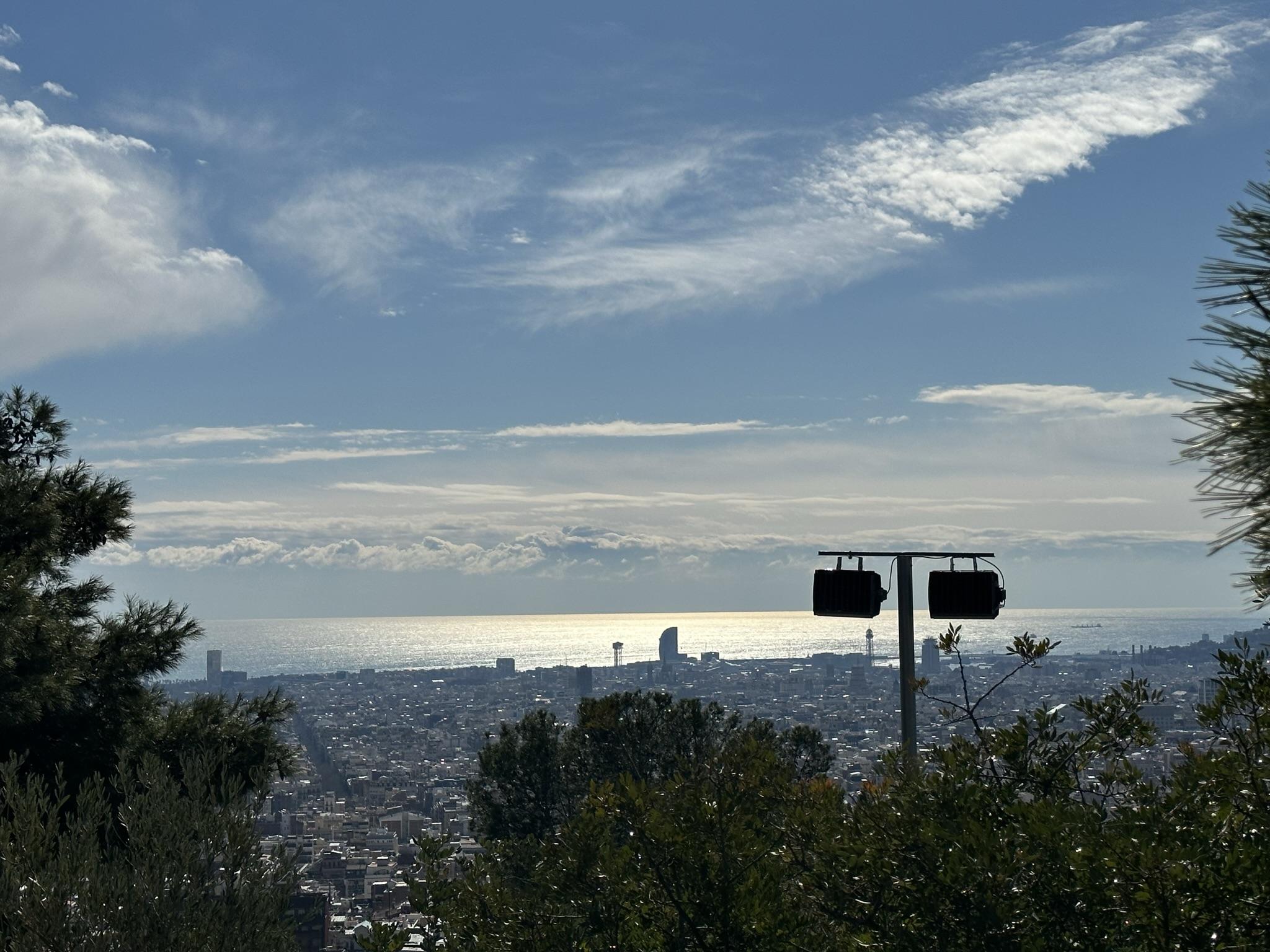 My visit to Park Guell started at the top right beside the three crosses. The view from there was spectacular